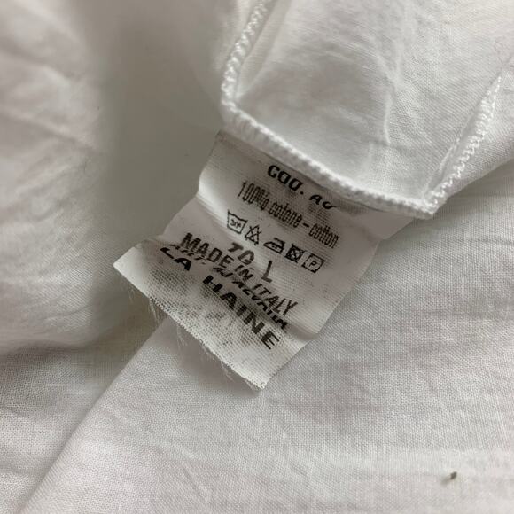 LA HAINE Size L White Cotton Nehru Collar Long Sleeve Shirt - Picture 4 of 5